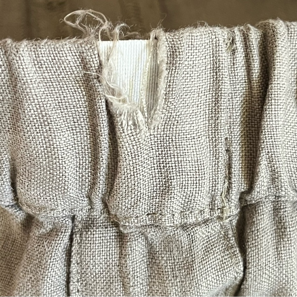 Pure Jill Dyed Linen Pull On Roll Tab Pants M Olive Elastic Waist 35x29 Flaw - Picture 13 of 14